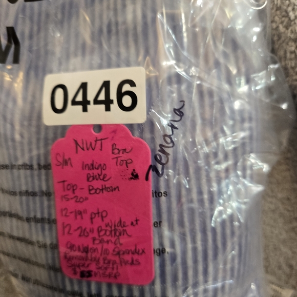 #0446 S/M ZENANA Indigo Blue Ribbed Stone Wash Crop Tank/Built-in Bra 12-19 - Picture 13 of 15